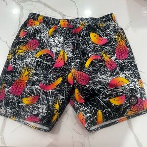 Neff Mens Daily Hot Tub Shorts Passion Fruit Print Unlined Black Pink Large